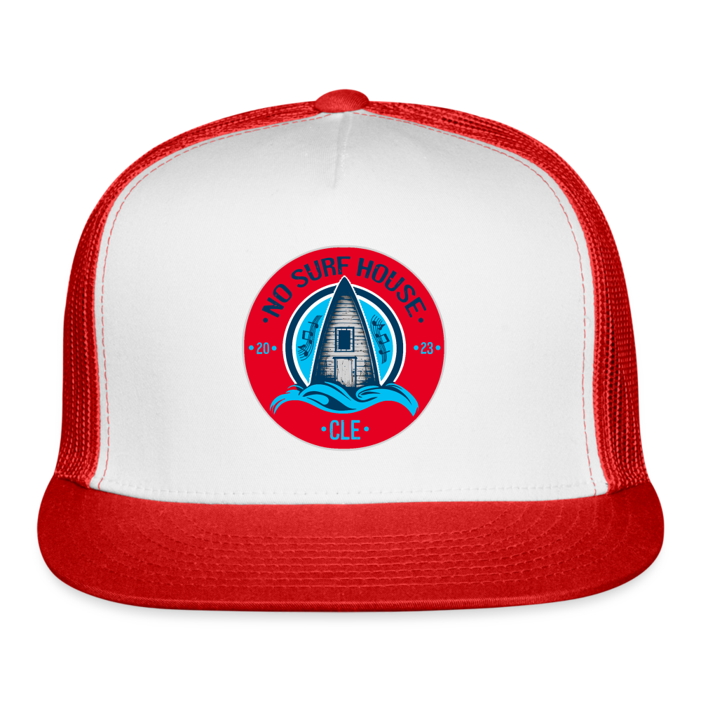 No Surf House Trucker Cap - white/red